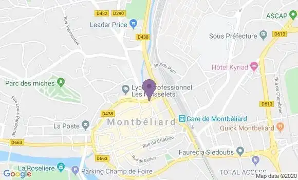 Localisation CIC Agence de Montbéliard