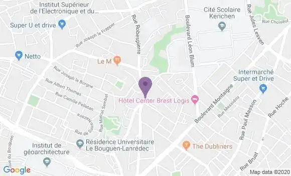 Localisation CIC Agence de Brest Kérinou