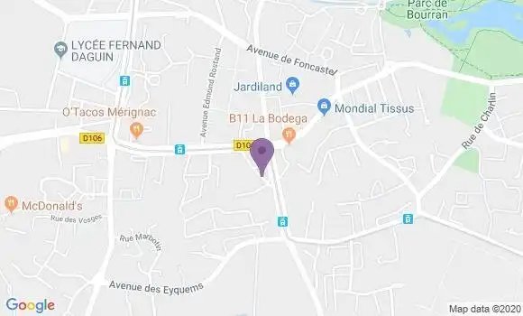 Localisation CIC Agence de Mérignac les Eyquems