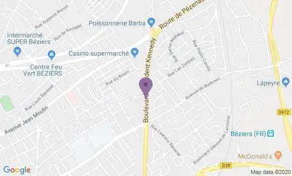 Localisation CIC Agence de Béziers Kennedy