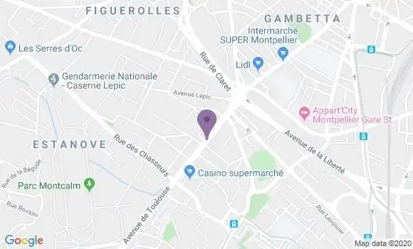 Localisation CIC Agence de Montpellier Avenue de Toulouse