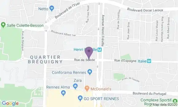 Localisation CIC Agence de Rennes Freville