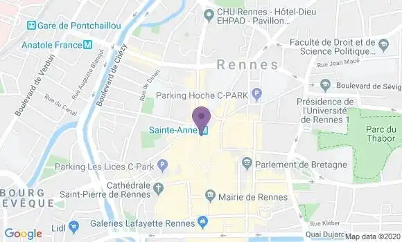 Localisation CIC Agence de Rennes Sainte