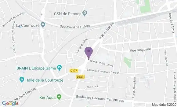 Localisation CIC Agence de Rennes Villeneuve