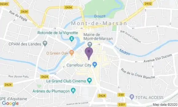 Localisation CIC Agence de Mont de Marsan Gambetta