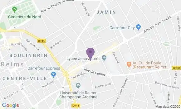 Localisation CIC Agence de Reims Gambetta