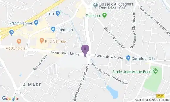 Localisation CIC Agence de Vannes Rond Point du Pargo