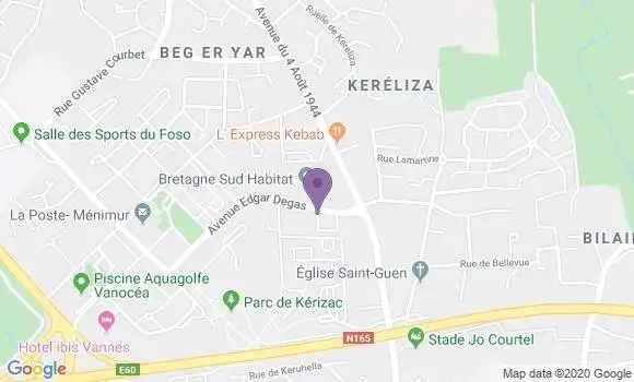 Localisation CIC Agence de Vannes Menimur