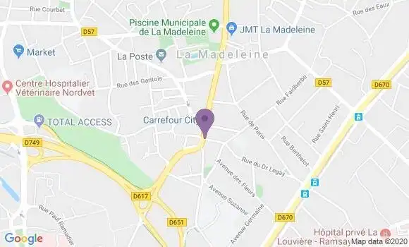 Localisation CIC Agence de La Madeleine Coubertin