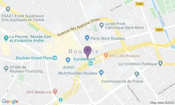 Localisation CIC Agence de Roubaix Liberté