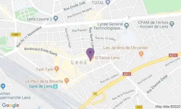 Localisation Société Générale Agence de Lens