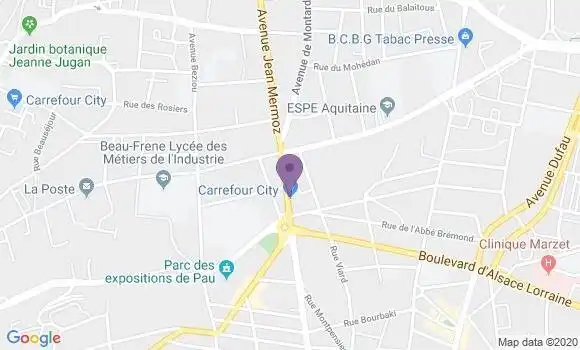 Localisation CIC Agence de Pau Mermoz
