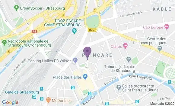 Localisation CIC Agence de Strasbourg Halles