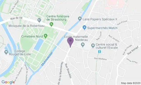 Localisation CIC Agence de Strasbourg Robertsau 2