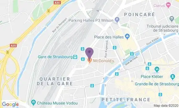 Localisation CIC Agence de Strasbourg Place de la Gare