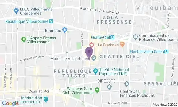 Localisation CIC Agence de Villeurbanne Gratte Ciel