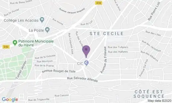 Localisation CIC Agence de Le Havre Sainte Cécile