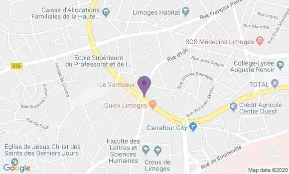 Localisation CIC Agence de Limoges Vanteaux