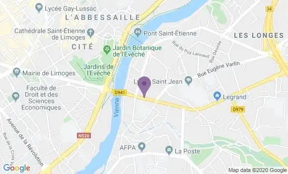 Localisation CIC Agence de Limoges Pont Neuf