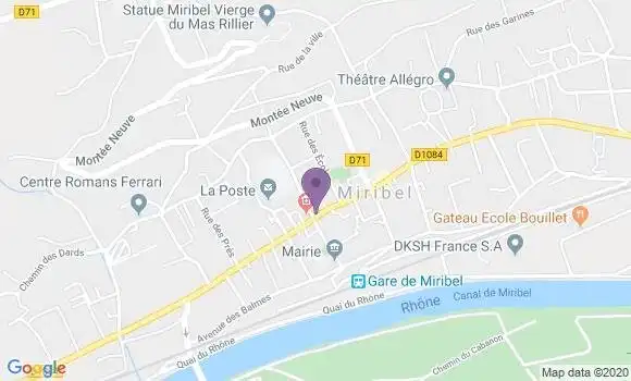 Localisation Crédit Mutuel Agence de Miribel