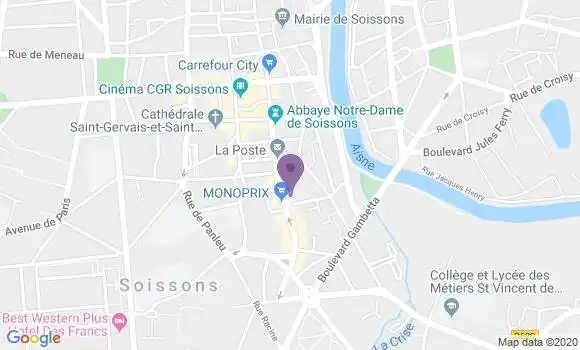 Localisation Crédit Mutuel Agence de Soissons