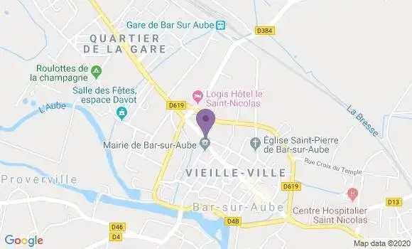 Localisation Crédit Mutuel Agence de Bar sur Aube