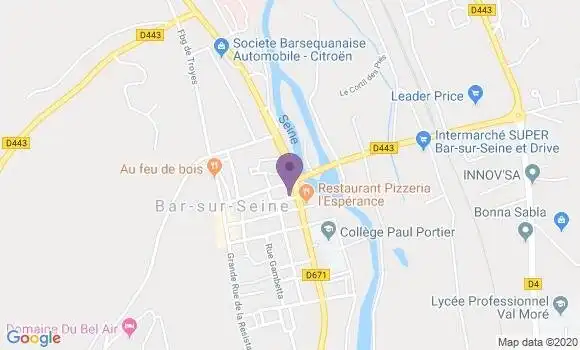 Localisation Crédit Mutuel Agence de Bar sur Seine