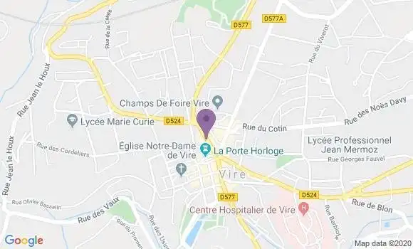Localisation Crédit Mutuel Agence de Vire