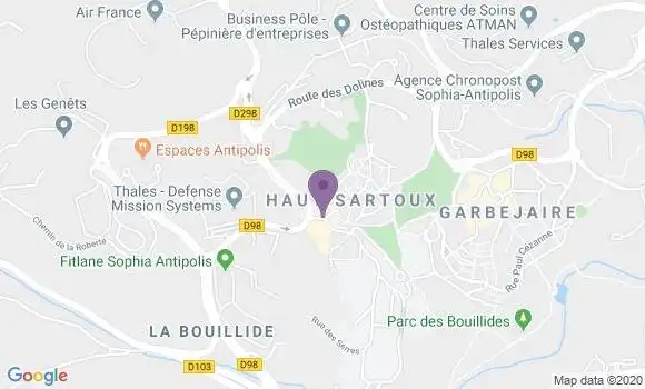 Localisation Société Générale Agence de Valbonne Sophia Antipolis