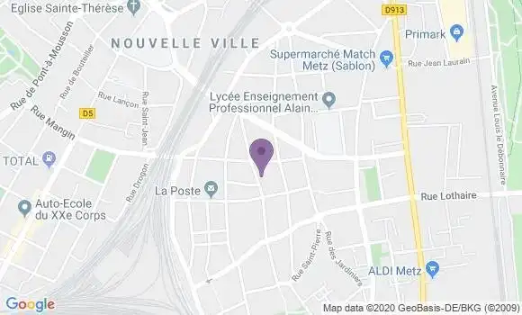Localisation Société Générale Agence de Metz Sablon