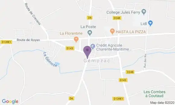 Localisation Crédit Mutuel Agence de Gémozac