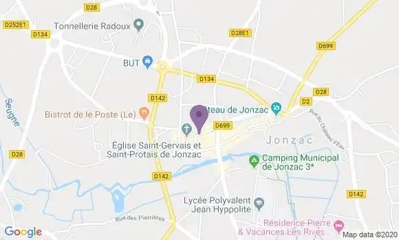 Localisation Crédit Mutuel Agence de Jonzac