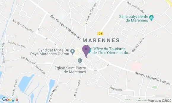 Localisation Crédit Mutuel Agence de Marennes