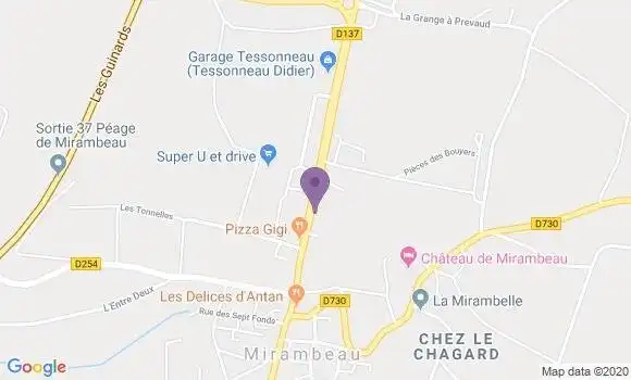 Localisation Crédit Mutuel Agence de Mirambeau