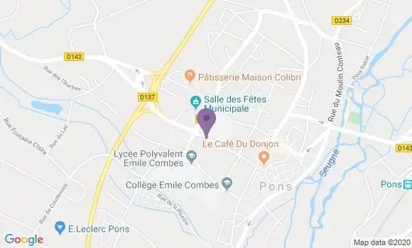 Localisation Crédit Mutuel Agence de Pons