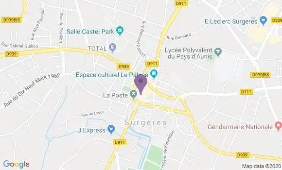 Localisation Crédit Mutuel Agence de Surgères
