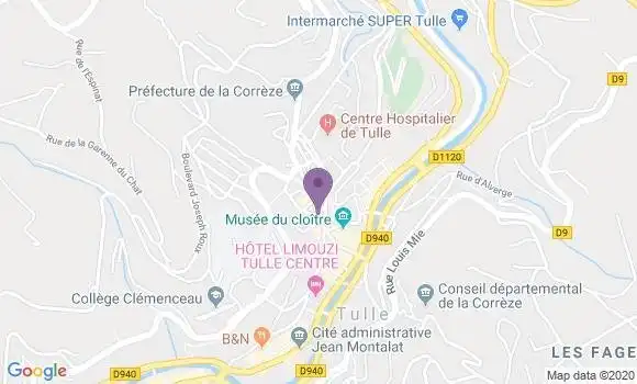 Localisation Crédit Mutuel Agence de Tulle