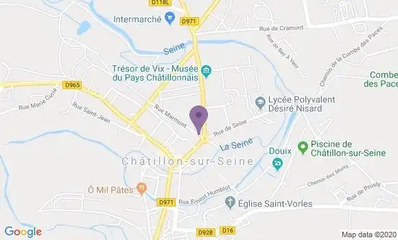 Localisation Crédit Mutuel Agence de Châtillon sur Seine
