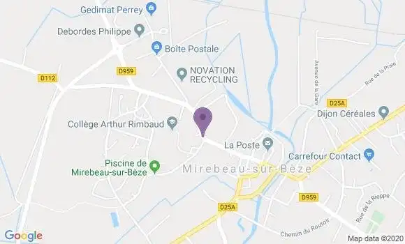 Localisation Crédit Mutuel Agence de Mirebeau sur Bèze