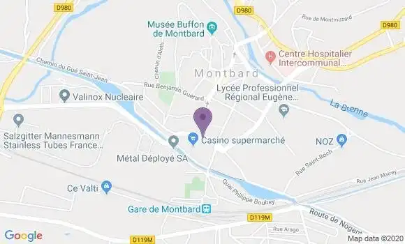 Localisation Crédit Mutuel Agence de Montbard Venarey