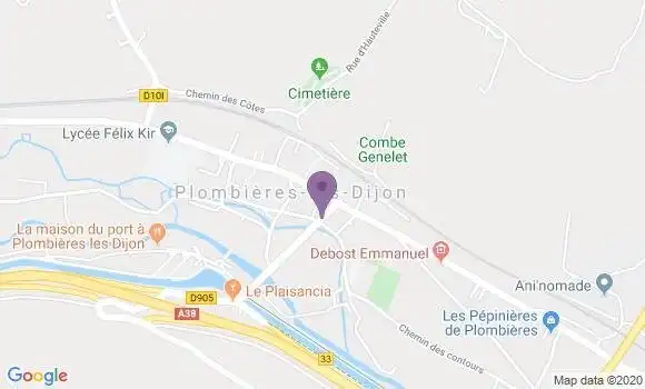 Localisation Crédit Mutuel Agence de Plombières lès Dijon