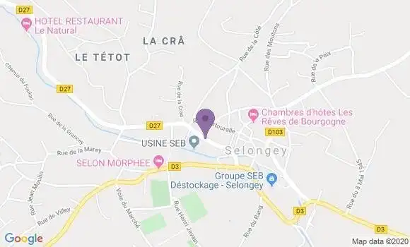 Localisation Crédit Mutuel Agence de Selongey