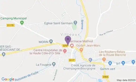 Localisation Crédit Mutuel Agence de Vitteaux