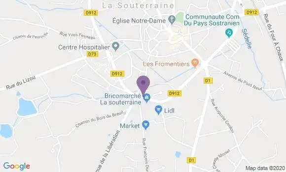 Localisation Crédit Mutuel Agence de La Souterraine