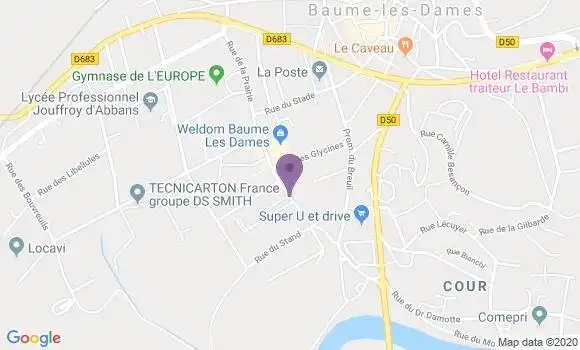 Localisation Crédit Mutuel Agence de Baume les Dames