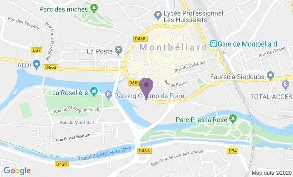 Localisation Crédit Mutuel Agence de Montbéliard