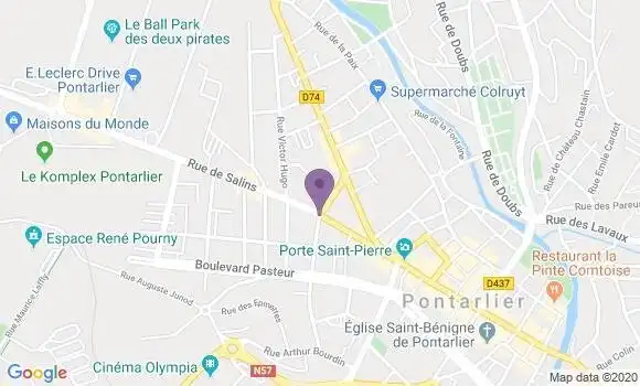 Localisation Crédit Mutuel Agence de Pontarlier