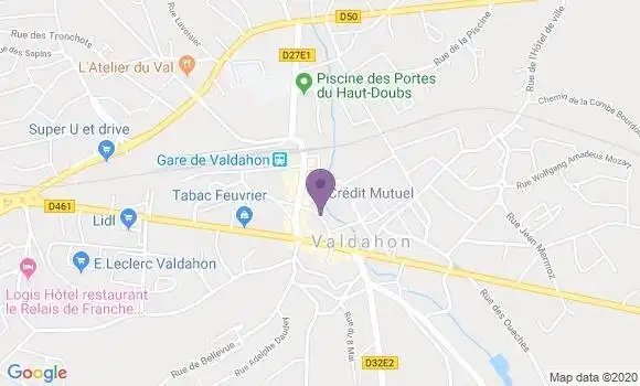 Localisation Crédit Mutuel Agence de Le Valdahon