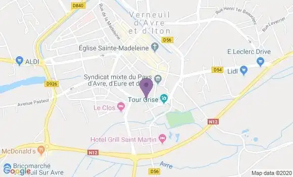 Localisation Crédit Mutuel Agence de Verneuil sur Avre