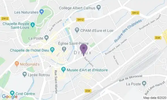 Localisation Crédit Mutuel Agence de Dreux